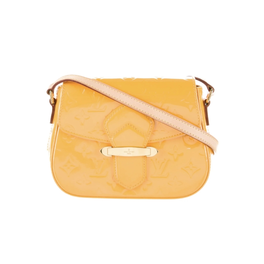 💕Rare LOUIS VUITTON Monogram Vernis Bellflower PM yellow leather Cross body BAG